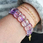 Clear + Purple Marble Stretch Bracelet