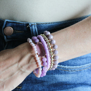 Purple Crystal Stretch Bracelet Set