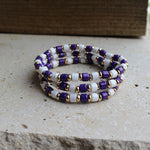 Purple And White Bracelet Set