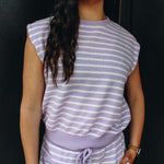 Lavender Stripe Knit Sleeveless Top