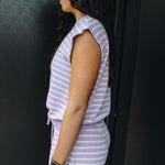 Lavender Stripe Knit Sleeveless Top