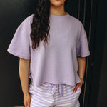 Lavender Knit Side Slit Top