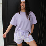 Lavender Knit Side Slit Top