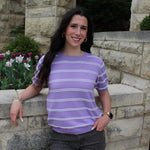 Striped Short Sleeve Sweater Top