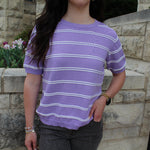 Striped Short Sleeve Sweater Top