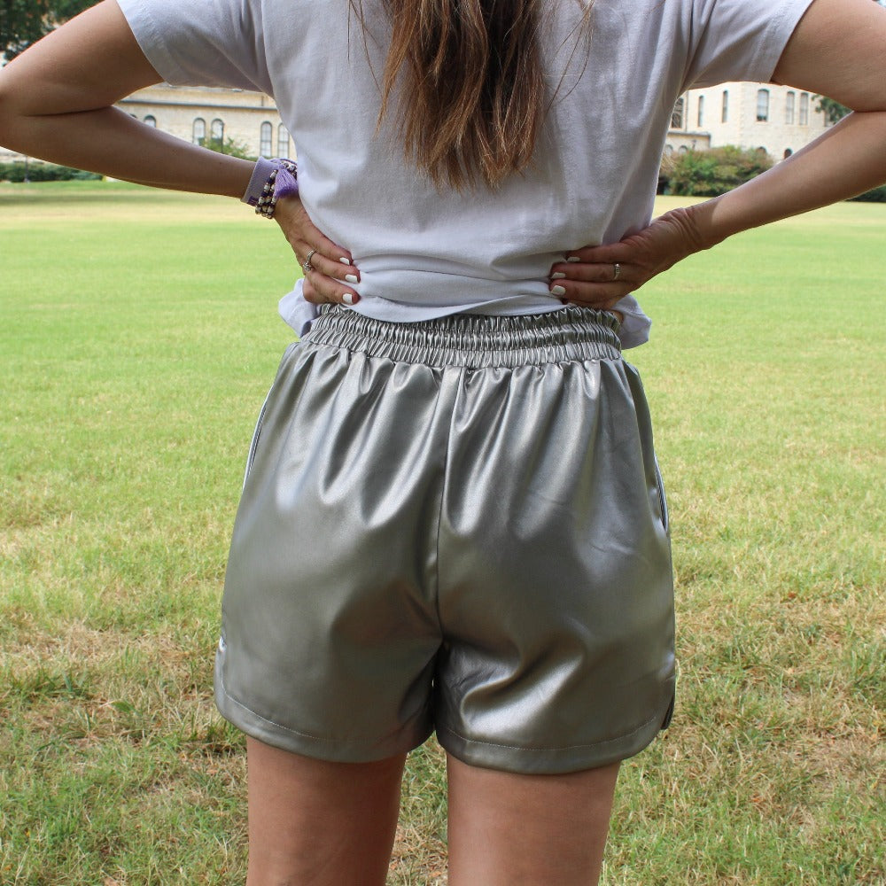 Silver Elastic Waist Shorts