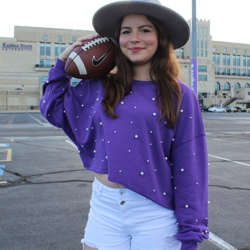 Purple Pearl Crop Sweatshirt