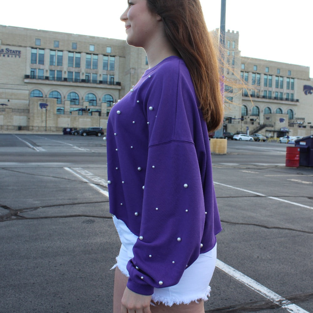 Purple Pearl Crop Sweatshirt