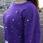 Purple Pearl Crop Sweatshirt