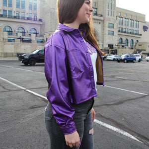 Metallic Purple Cropped Jacket