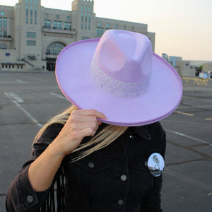 Purple Ribbon Wide Brim Hat