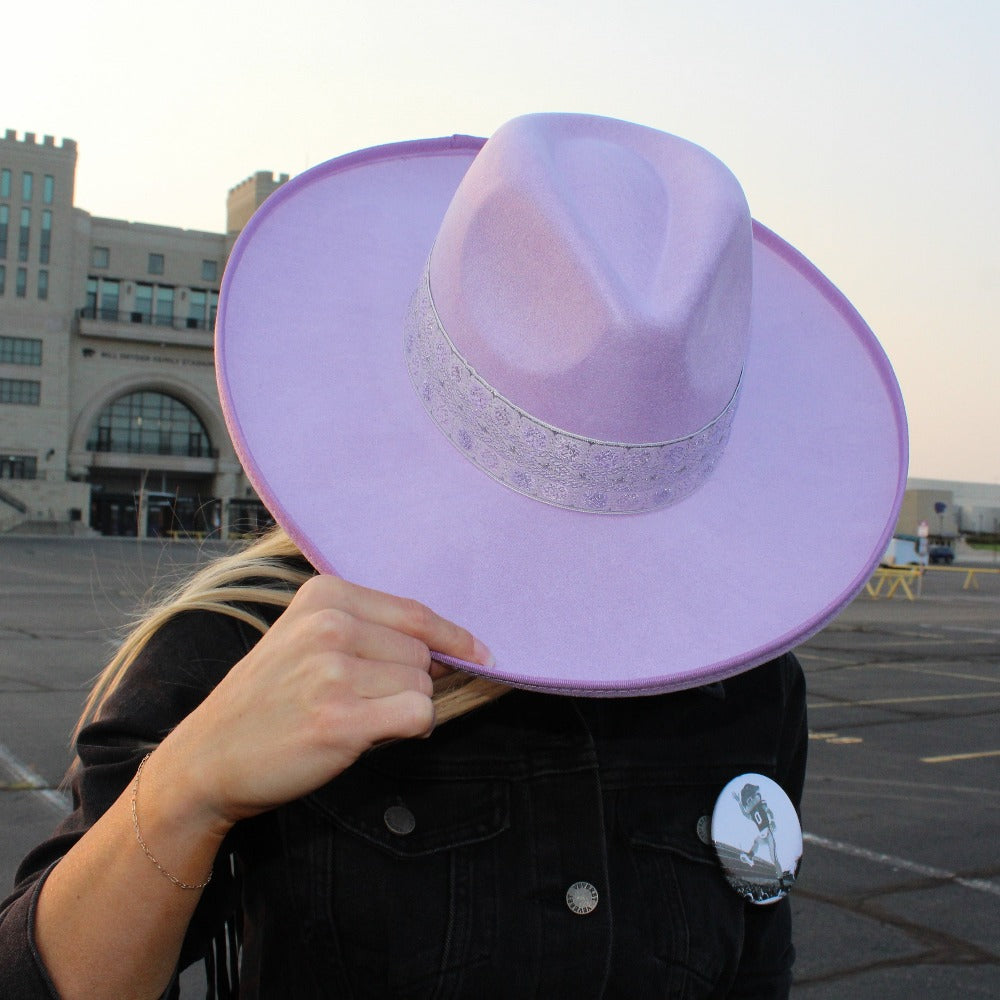 Purple Ribbon Wide Brim Hat