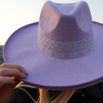 Purple Ribbon Wide Brim Hat