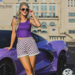Checkered Print Cuff Short
