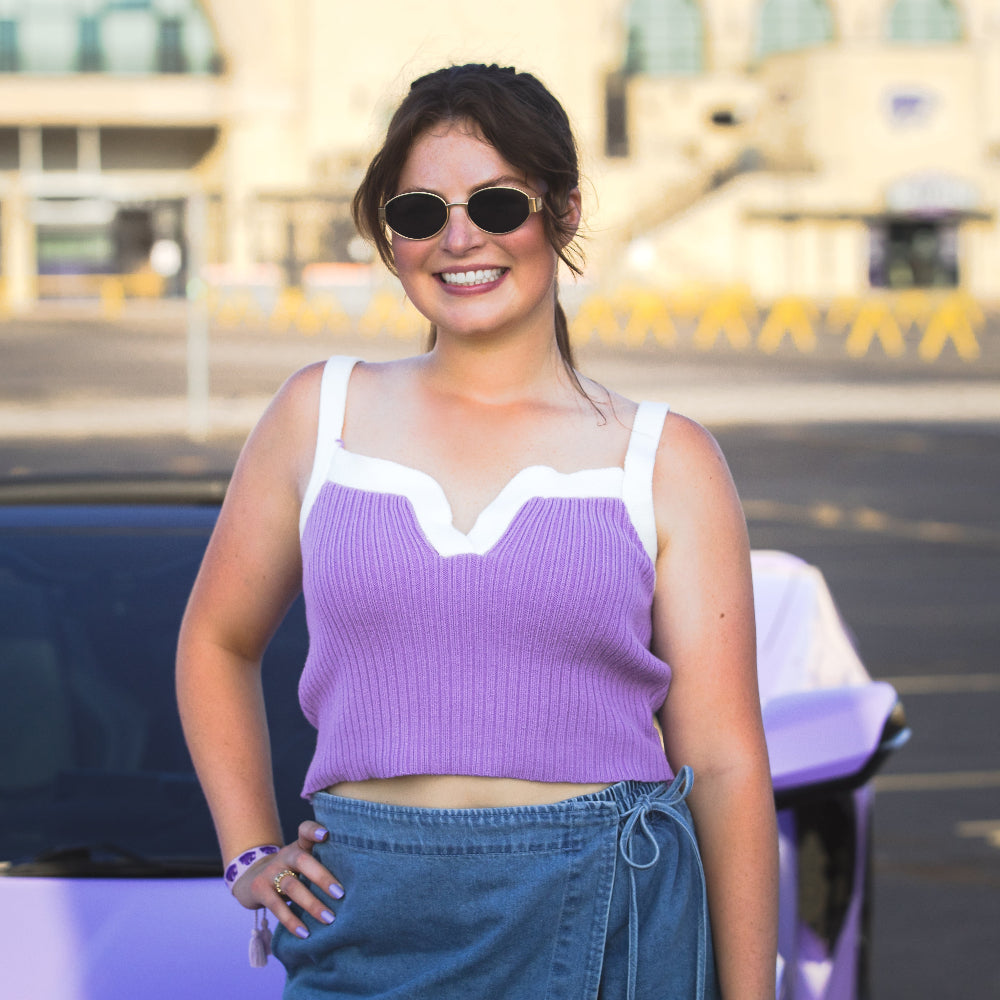 Lavender Sweater Crop Tank