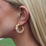 Gold Twist Pearl Hoop Earring