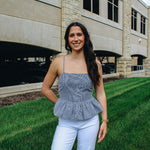 Gingham Strappy Peplum Top