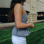 Gingham Strappy Peplum Top