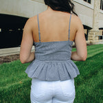 Gingham Strappy Peplum Top
