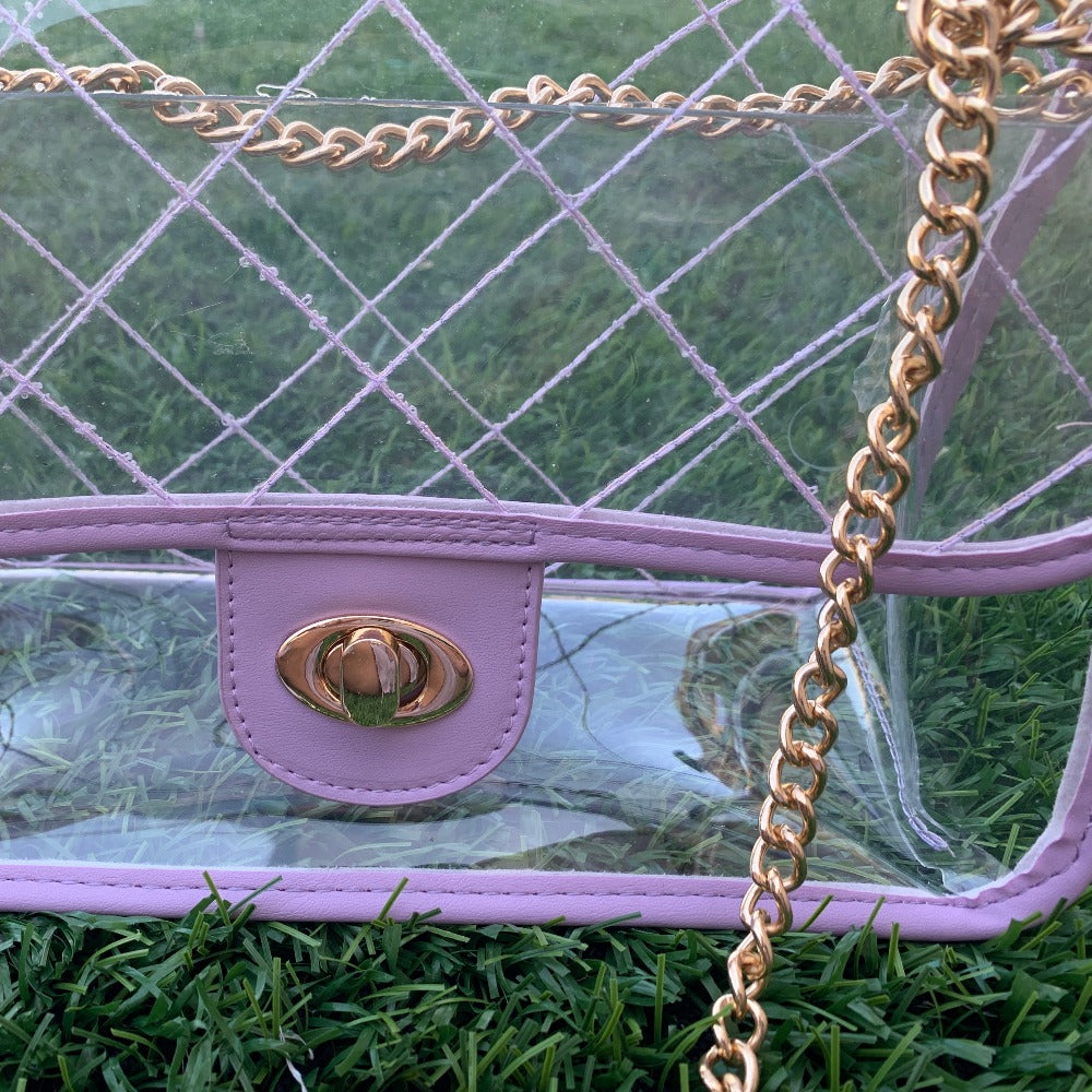Lavender Quilted Clear Bag