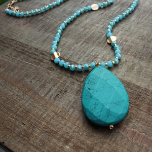 Turquoise Stone Long Necklace