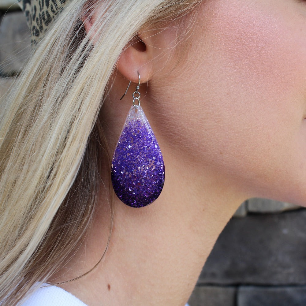 Ombre' Purple Glitter Earring