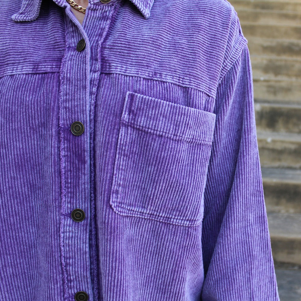 Corduroy Washed Shacket (Purple)