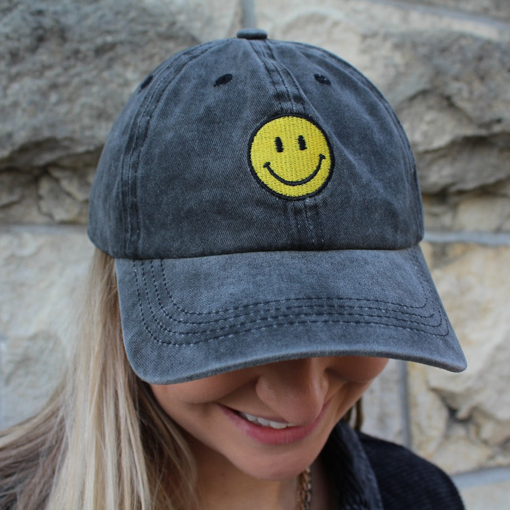 Washed Smiley Face Hat