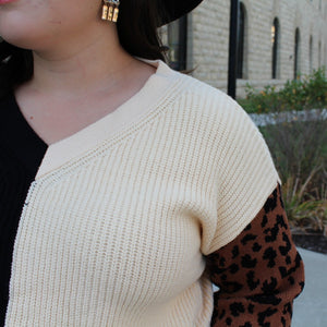 Destiny Striped Leopard Sweater